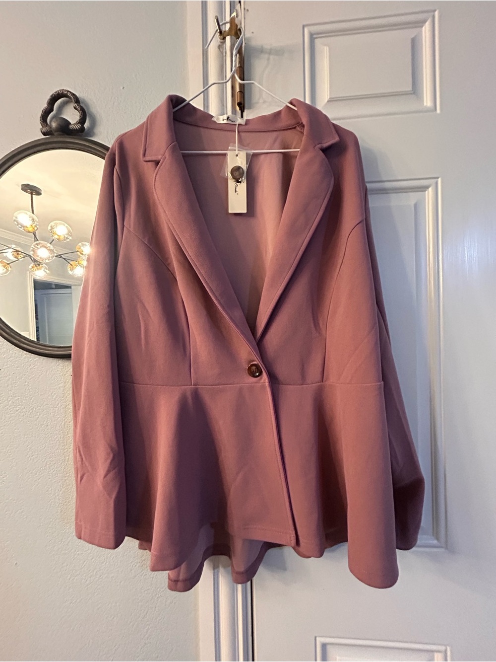 Agnes Orinda Women's Mauve Single-Button Peplum Blazer